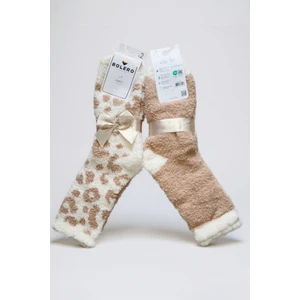 Bolero Socks Kadın Peluş Pofuduk Çorap 2'li Set Peluş Ev Çorabı, Uyku Çorabı