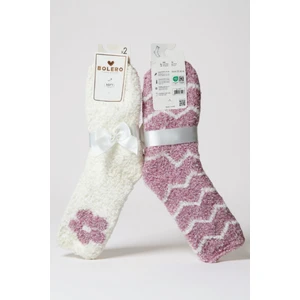 Bolero Socks Kadın Peluş Pofuduk Çorap 2'li Set Peluş Ev Çorabı, Uyku Çorabı