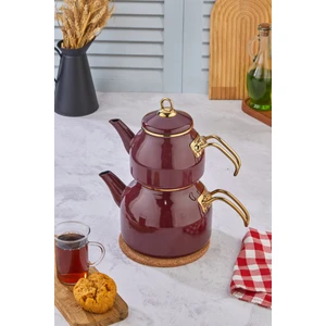 Emaye Özel Tasarım Yapışmaz Yüzey Büyük Boy Demlik Seti – Emaye Çaydanlık