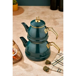 Emaye Özel Tasarım Yapışmaz Yüzey Büyük Boy Demlik Seti – Emaye Çaydanlık