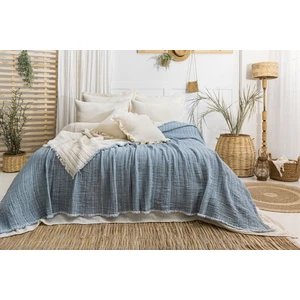 Meet Maya Natural Müslin Fitilli Yorgan 7 Katlı  Dolgulu Indigo