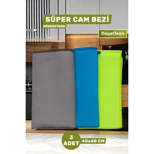 3'lü Mikrofiber Temizlik Bezi | Mutfak Cam Araba Temizlik Bezi | 40X40 | Leke ve Koku Yapmaz