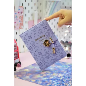 Victoria's Journals Hello Kitty Hush Hush Kilitli Çizgili Defter – 160 Yaprak, Kutulu, Özel Tasarım