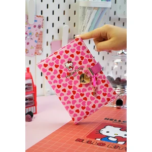 Victoria's Journals Hello Kitty Hush Hush Kilitli Çizgili Defter – 160 Yaprak, Kutulu, Özel Tasarım