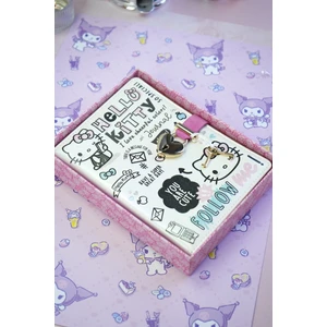 Victoria's Journals Hello Kitty Hush Hush Kilitli Çizgili Defter – 160 Yaprak, Kutulu, Özel Tasarım
