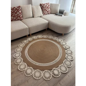 Buganvilla Hasır Jüt Çiçek Desenli El Dokuma Antre Salon Mutfak Yatak Odası Kilim Paspas