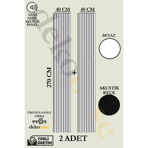 Beyaz (2 Adet) 40x270 cm Yeni Nesil Akustik Ahşap Duvar Paneli