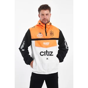 Erkek Baskılı Iki Renk Fermuarlı Motorcu Yağmurluk Su Geçirmez Yarışçı Ceket Baskılı Kolej Mont