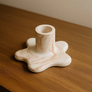 Mermer Desen Şamdan Mumluk