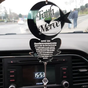 Olur O Zaman Kişiye Özel Ay Yıldız  Araba Süsü Pleksi Dikiz Aynası Süsü Gümüş Renk