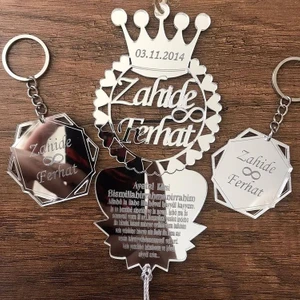 Olur O Zaman Kişiye Özel Araba Süsü Pleksi Dikiz Aynası Süsü 2 Anahtarlık Gümüş Renk