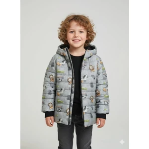 Dublino Kids Yeni Desenli Içi Kürklü ve Kapüşonlu Su ve Rüzgar Geçirmez Erkek Çocuk Montu