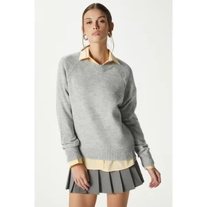 Mushy Gri Basic Triko Kazak