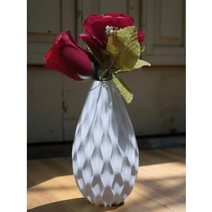 3D Baskı Spiral Desenli Dekoratif Vazo 18 cm - Beyaz