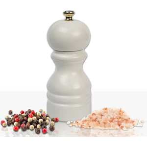 Beyaz Ahşap Tuz ve Karabiber El Değirmeni Öğütücü Grinder 12 Cm