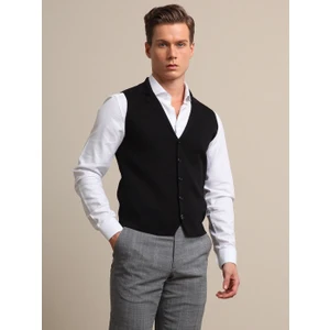 Siyah Regular Fit Casual Örme Triko Yelek