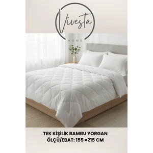 %100 Bambu Yorgan 155X215 cm | Doğal, Nefes Alabilir, Anti-Alerjik, Dört Mevsim Kullanım