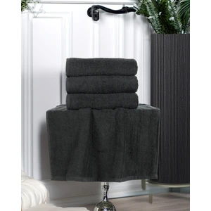 Gön Ev Tekstili Siyah El Havlusu 4'lü Paket  Pamuk 220 Gr/adet 50X90 cm