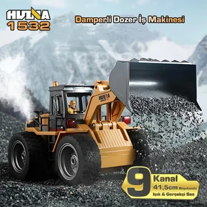 Huına 1532 1/18 9ch Rc Wheel Loader Damper Dozer Kamyon Iş Makinesi Kazıcı Uzaktan Kumandalı Rc Model -2.4g Gerçekçi Similasyon Ses ve Işık Sistemi
