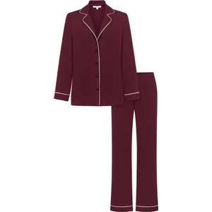 Modal Biyeli Uzun Kollu Pijama Takımı / Bordo