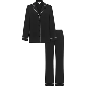 Modal Biyeli Uzun Kollu Pijama Takımı / Siyah