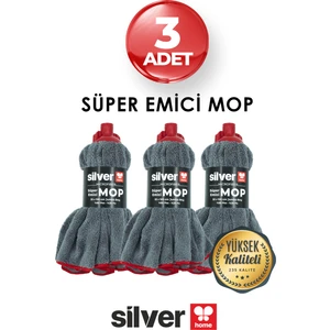 Silver Home 3 Adet Mikrofiber Süper Emici Havlu Mop - 55X105 cm - Yerler Artık Elle Silinmiş Gibi!