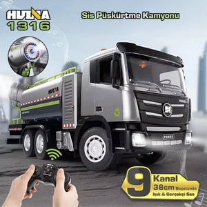 Huına 1316 1/18 Rc Sis Püskürtme Kamyonu Iş Makinesi Uzaktan Kumandalı Rc Model - 2.4ghz Gerçekçi Similasyon Ses ve Işık Sistemi