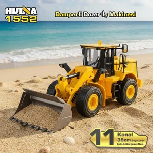 Huına 1552 1/16 11CH Rc Wheel Loader Damper Dozer Kamyon Iş Makinesi Kazıcı Uzaktan Kumandalı Rc Model Metal Kepçeli -2.4g Gerçekçi Similasyon Ses ve Işık Sistemi