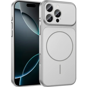 iPhone 15 Pro Max Kılıf Otnv M-Safe Şarj Özellikli Kamera Korumalı Formen Kapak - Gümüş