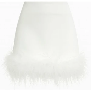 Shop Krutzo Kadın Beyaz Tüylü Mini Etek