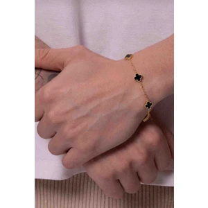 Güneş Takı Unisex Altın Siyah Orta Boy Figürlü Çelik Bileklik