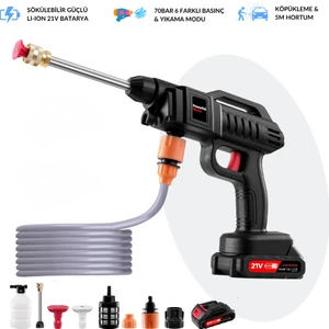 Şarjlı Yıkama Tabancası| 70 Bar Güç | Köpükleme | Güçlü Batarya