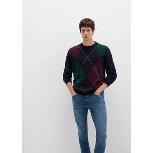 Yün Karışımlı Baklava Desenli Lacivert Kazak 0710334-70497