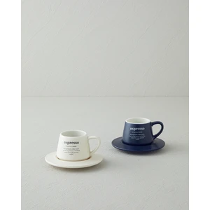 English Home Phoebe New Bone China 4 Parça 2 Kişilik Kahve Fincan Takımı 90 ml Lacivert - Krem