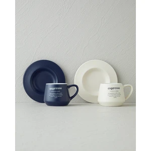 English Home Phoebe New Bone China 4 Parça 2 Kişilik Kahve Fincan Takımı 90 ml Lacivert - Krem