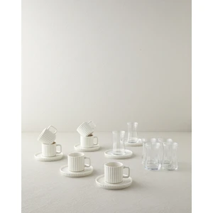 English Home Lunara Porselen 18 Parça 6 Kişilik Çay-Kahve Takımı 170-90 ml Beyaz