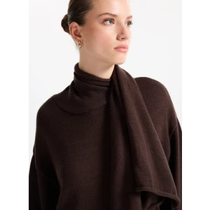 Şal Yaka Relaxed Düz Kahve Kazak Kadın F5WL-KZK0084