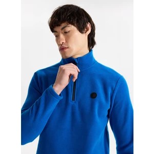 Discovery Expedition D5WM-SWT3300 Mavi Fermuarlı Yaka Basic Düz Erkek Polar Sweatshırt