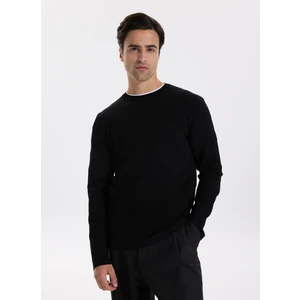 Bisiklet Yaka Slim Fit Düz Siyah Erkek Kazak F5WM-KZK 2521