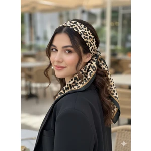 Tarzını Seç Desenli Fular Leopar Estacraft Şal Bandana 70X70CM