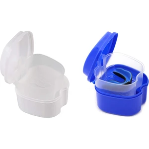 2pcs Takma Diş Kutusu Süzgeçli Takma Diş Kabı Takma Diş Banyosu Kutusu Yanlış Diş Depolama Kutusu - Koyu Mavi Beyaz (Yurt Dışından)