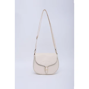 Krem/gold SHK17 Suni Deri, Tek Bölmeli, Çıtçıt Kapama, Ayarlanabilir Askılı,el, Kol ve Omuz Çantası