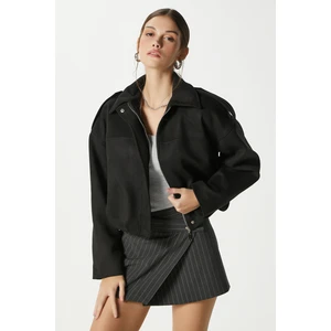 Kadın Rodney Süet Etkili Siyah Bomber Ceket