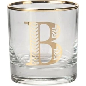 Mudo Home Monogram Bardak B 300 ml Altın Çizgili Cam Desenli Şık Sunum