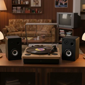 MTX-256S Set Nostaljik Pikap Plak Çalar ve Hoparlör Ses Sistemi Seti (Bluetooth Usb)