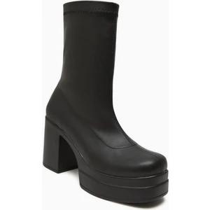 Bie Siyah Platform Topuklu Kadın Streç Bot