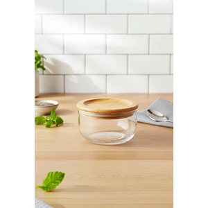 Duo 300 ml Hava Sızdırmaz El Yapımı Cam Saklama Kabı - Vakumlu Bambu Kapak ile