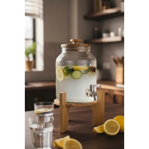 Fuente - Bambu Kapak ve Standlı Cam Sebil 3l