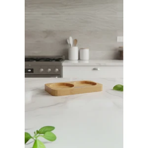 Doğal Bambu Yağlık ve Sirkelik Standı, Dayanıklı, Küçük Dikdörtgen 16x8.5 cm, Açık Kahverengi, Mutfak Düzeni İçin İdeal