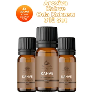 Kahve Oda Kokusu 3'lü Set- Doğal Esansiyel Uçucu Yağ, Difüzör Esansı, Buhurdanlık Yağı